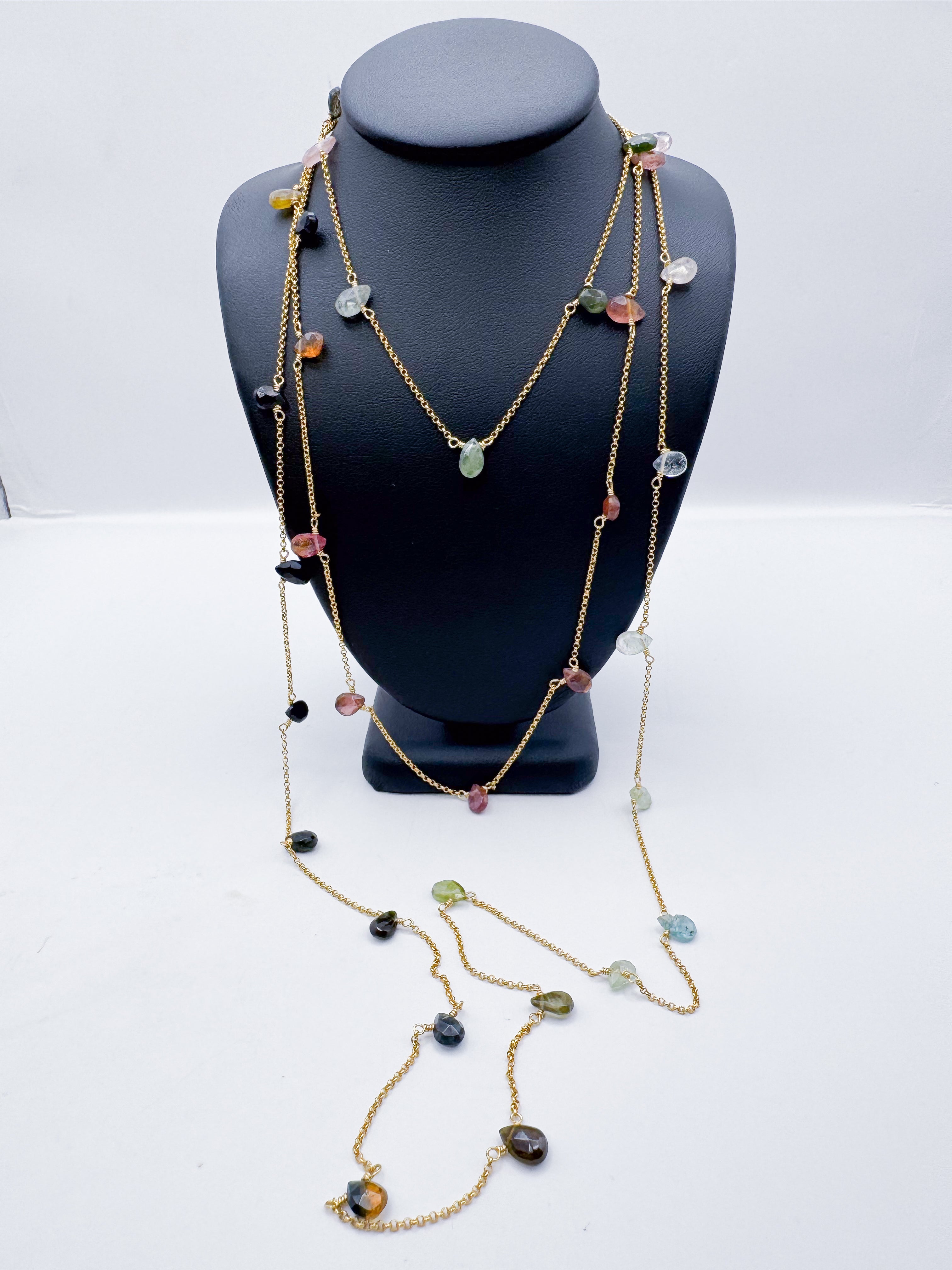 COLLAR TURMALINAS HOJAS MINI