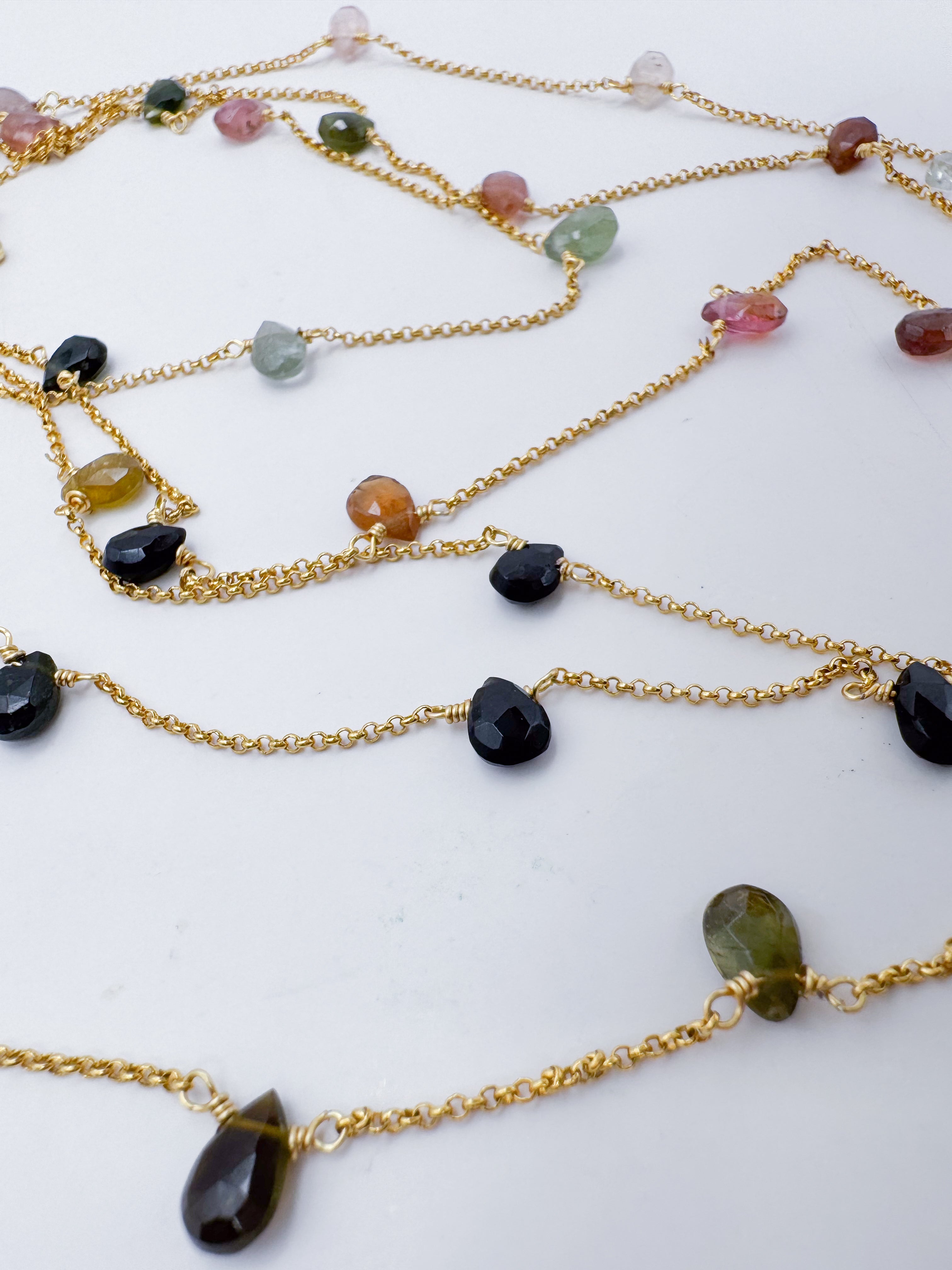 COLLAR TURMALINAS HOJAS MINI