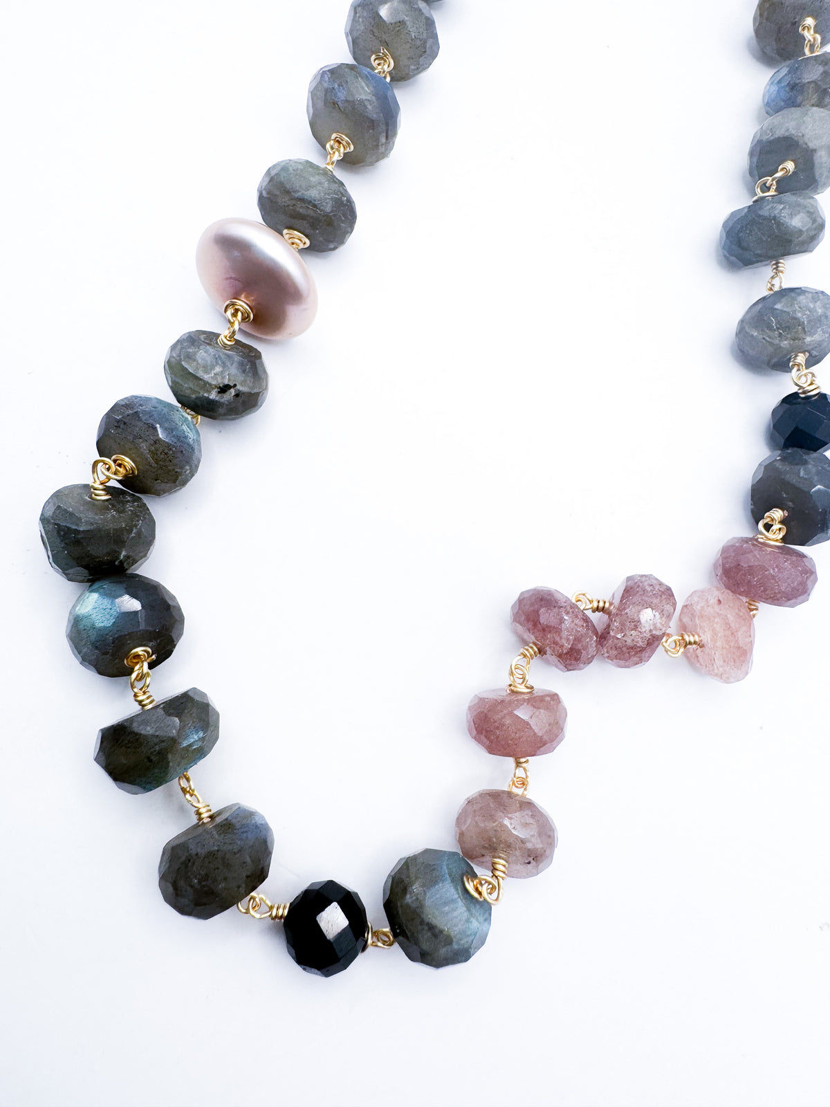 Collar Cuarzo Fresa & Labradoritas