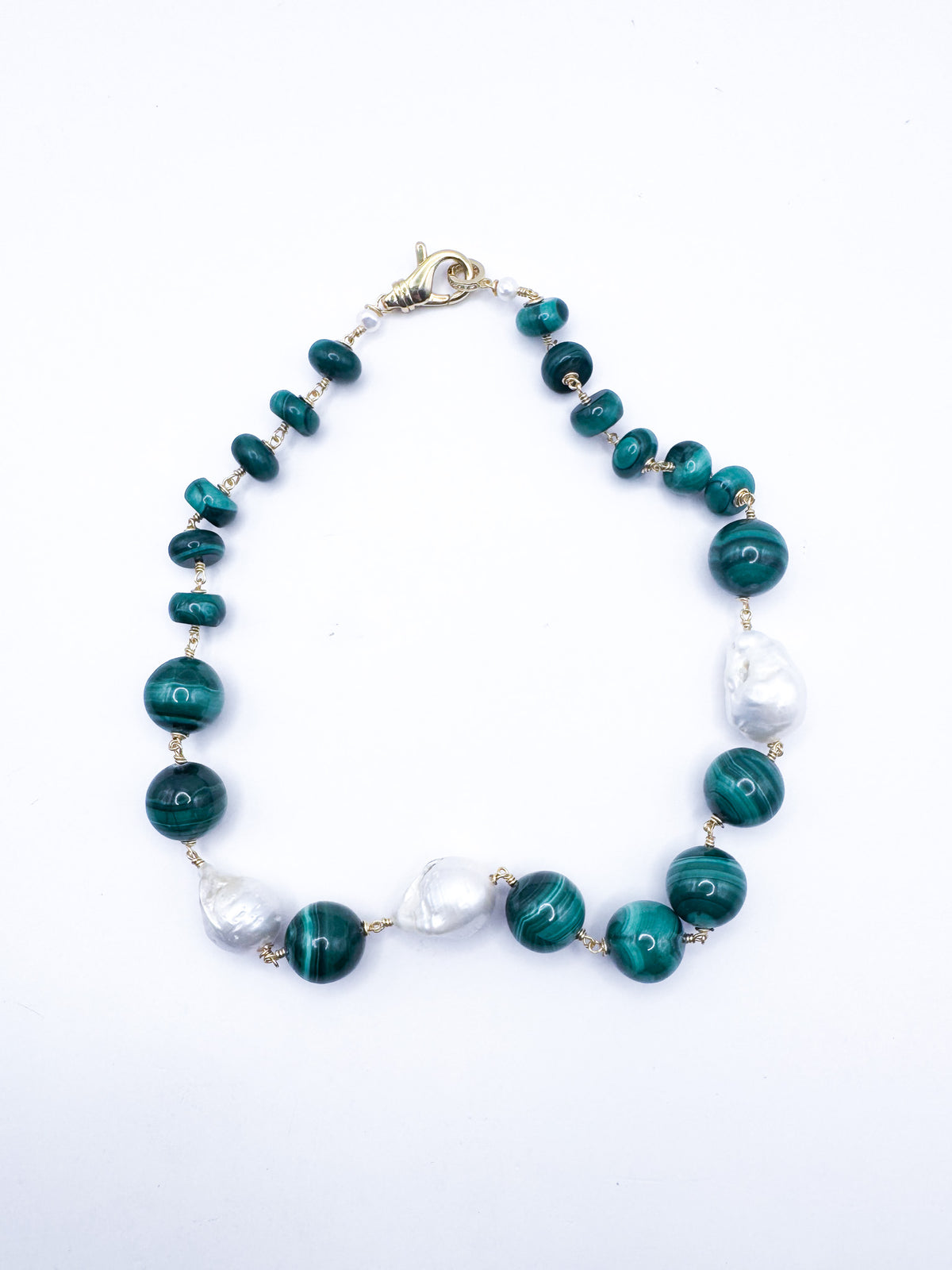 Collar Malaquitas & Perlas Barrocas