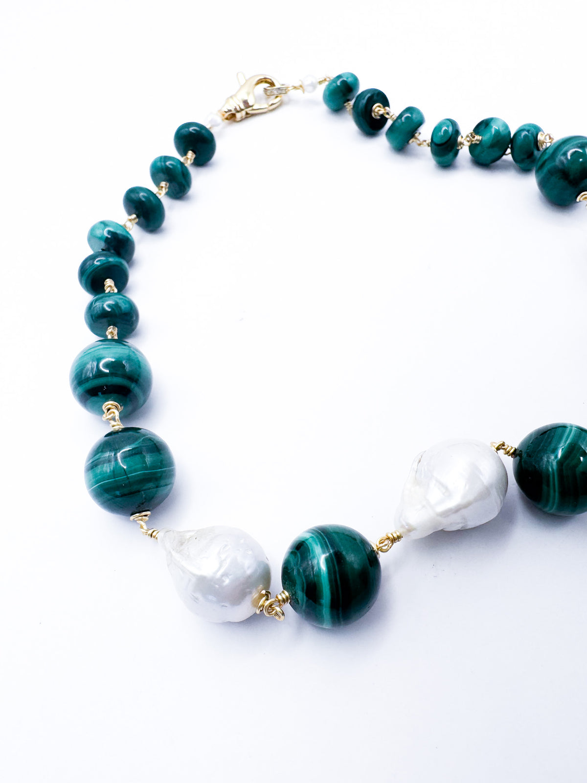 Collar Malaquitas & Perlas Barrocas