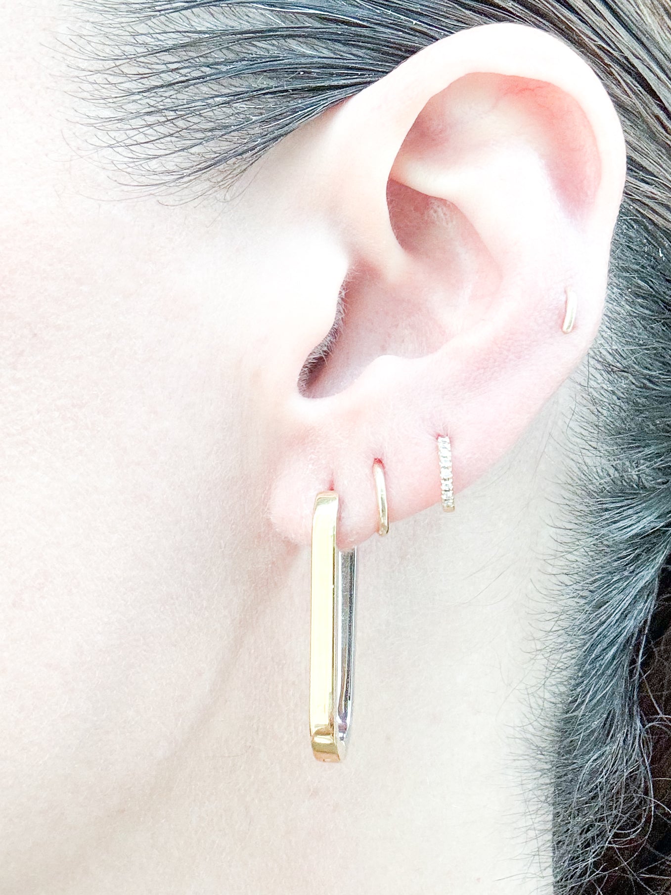 Aretes largos bicolor