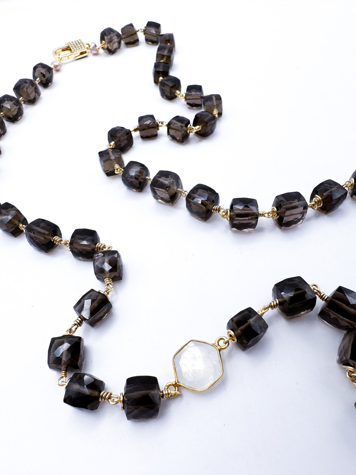 Collar Cuarzo Ahumado Cubos